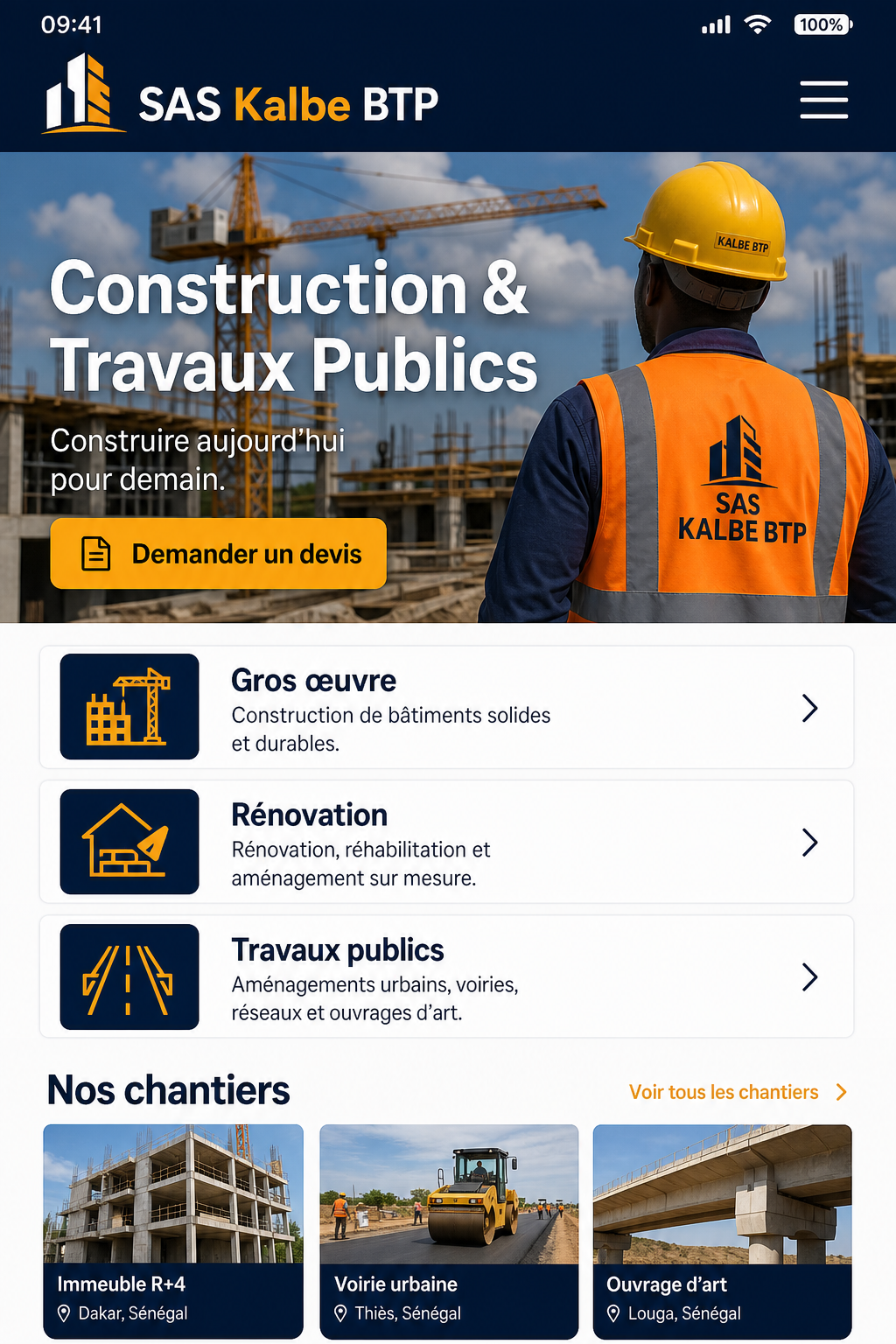 Aperçu site SAS Kalbe — Mobile